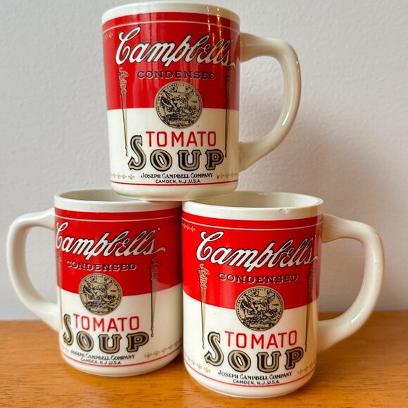 Vintage Campbell’s Tomato Soup Mugs Set of 3 Advertising Pop Art Cups Made in US - Picture 1 of 5